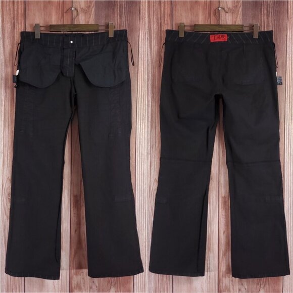 Vtg Tripp NYC Sz 13 Striper Black Tone Boot Cut Pants Pinstripe Goth Punk Y2K - Picture 2 of 15